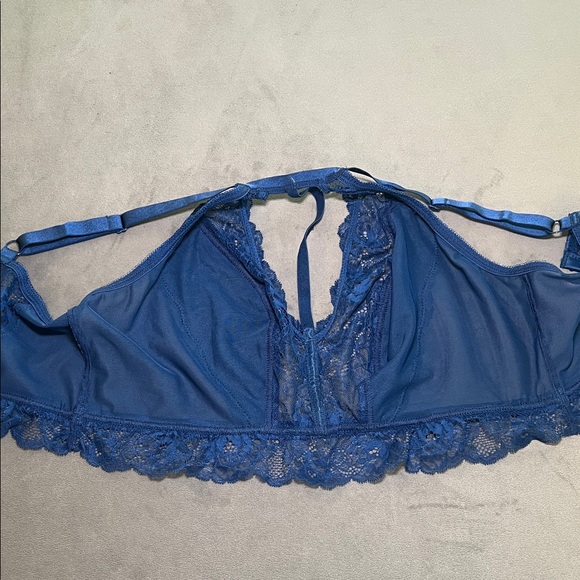 Torrid Curve Strappy Studded Lace Wire-Free Bralette Estate Blue 1 - Picture 6 of 7